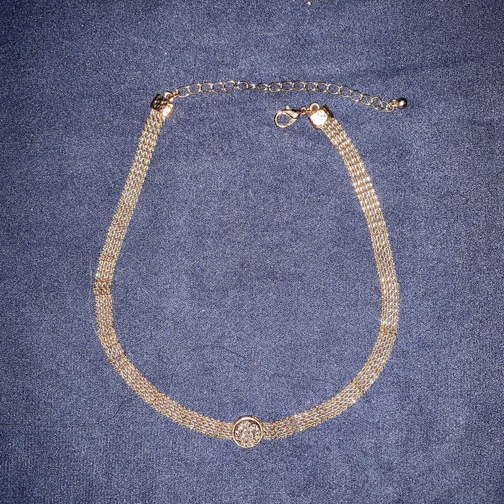 Lattice Stone Gold Choker Necklace